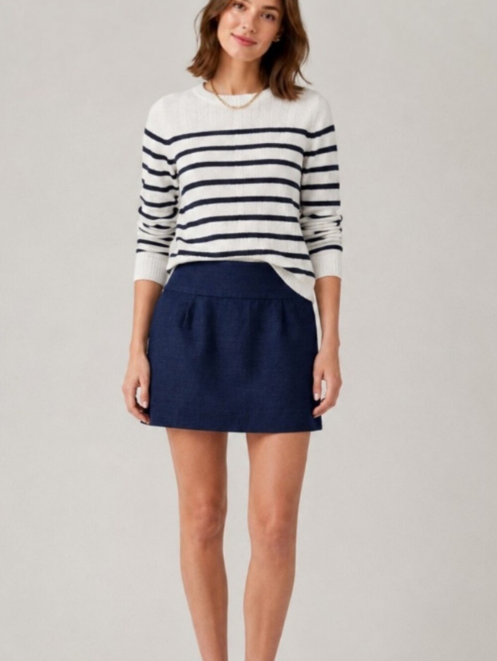 J.Crew Navy Textured Cotton Mini Skirt Size 6